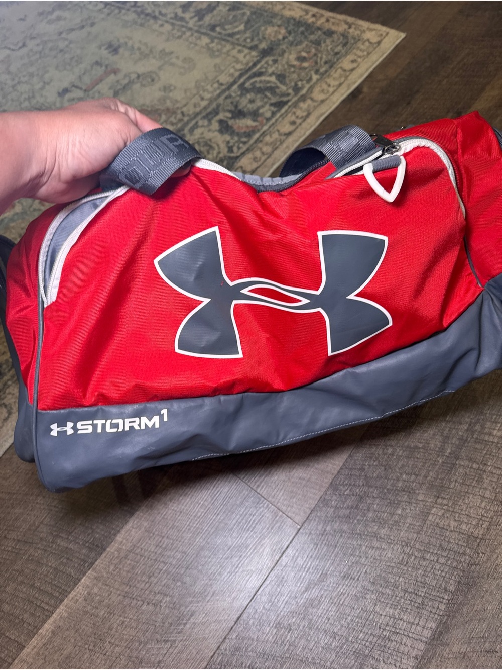 Under Armour Red and Gray Storm Duffel Bag